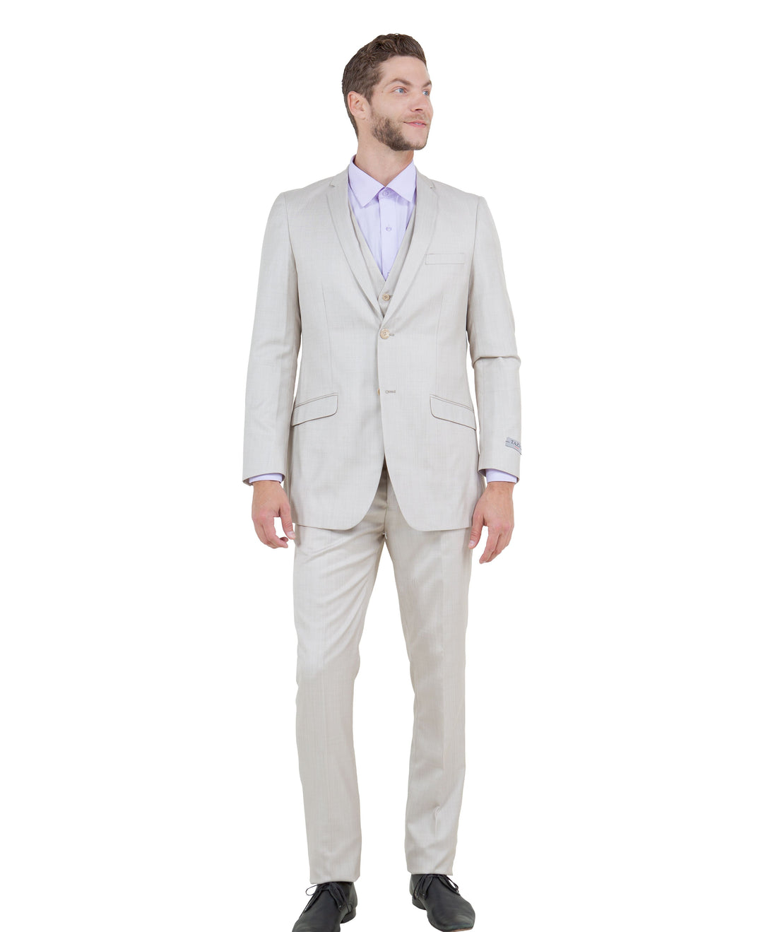 Beige 3 Piece Slim Fit Suit