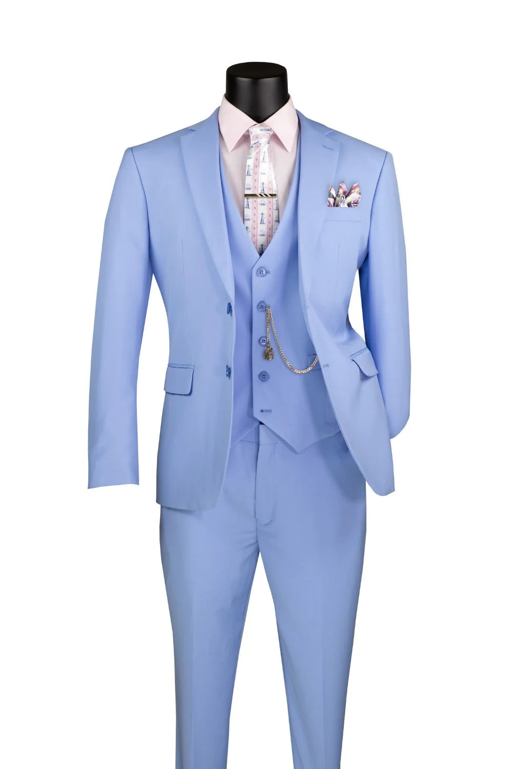 Light Blue 3 Piece Slim Fit Suit