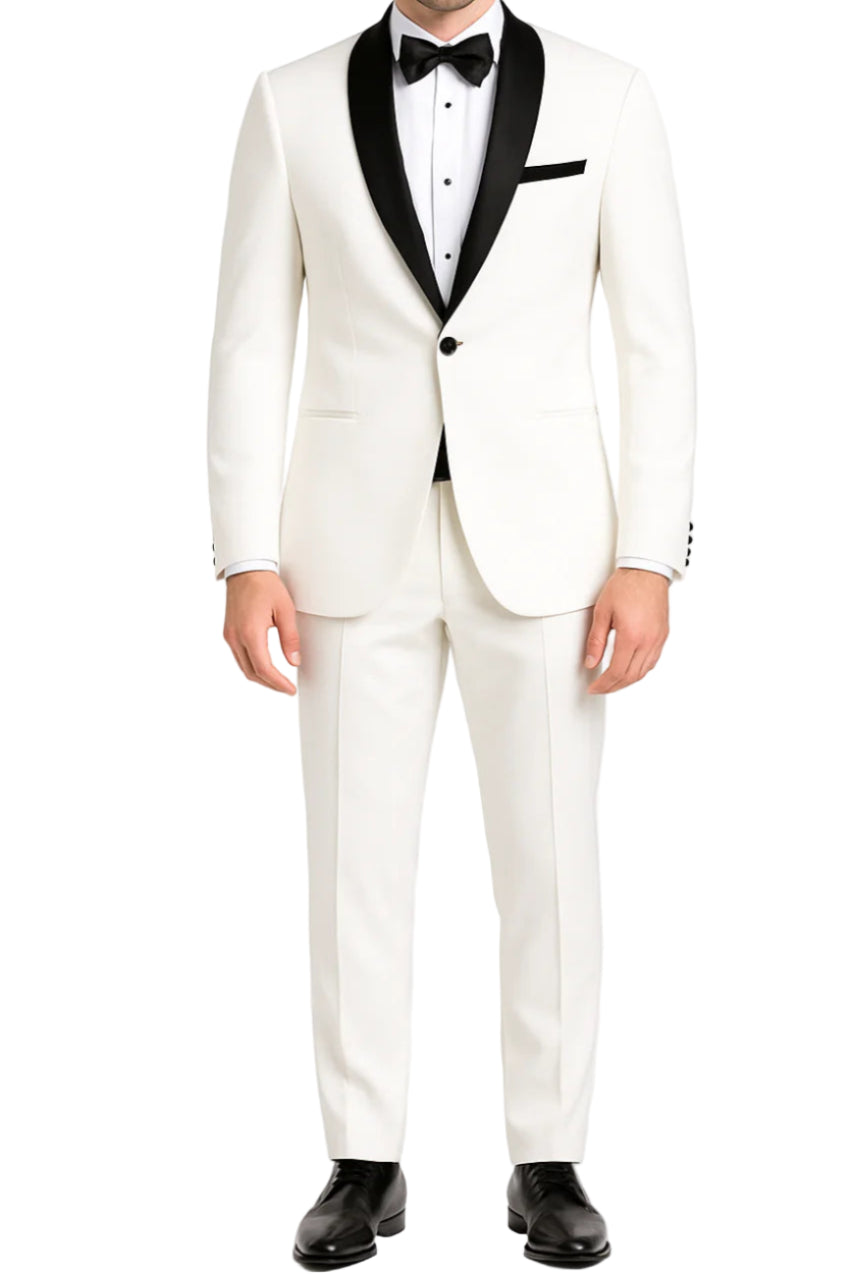 White Slim Fit Shawl Tuxedo