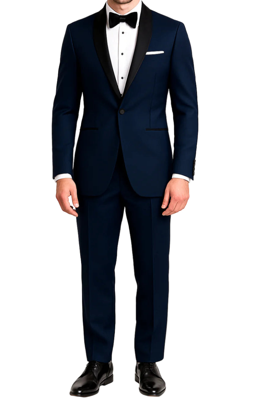 Blue Slim Fit Shawl Tuxedo
