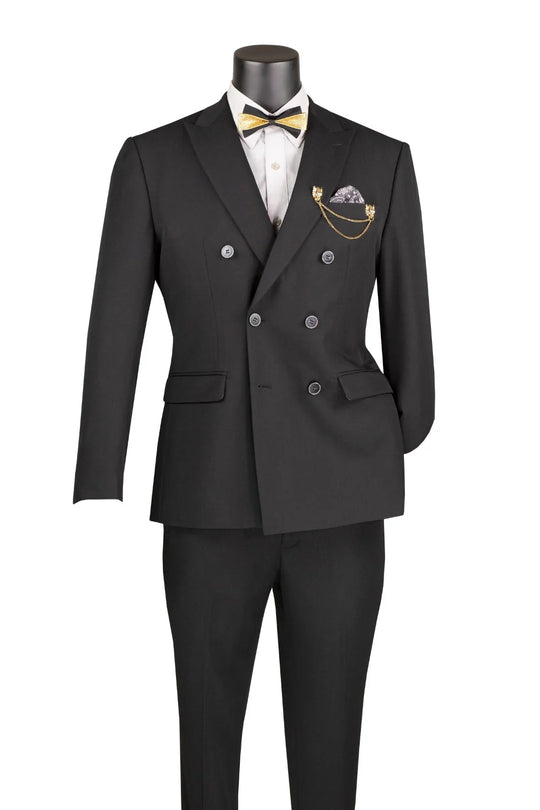 Black Double Breasted Slim Fit Suit