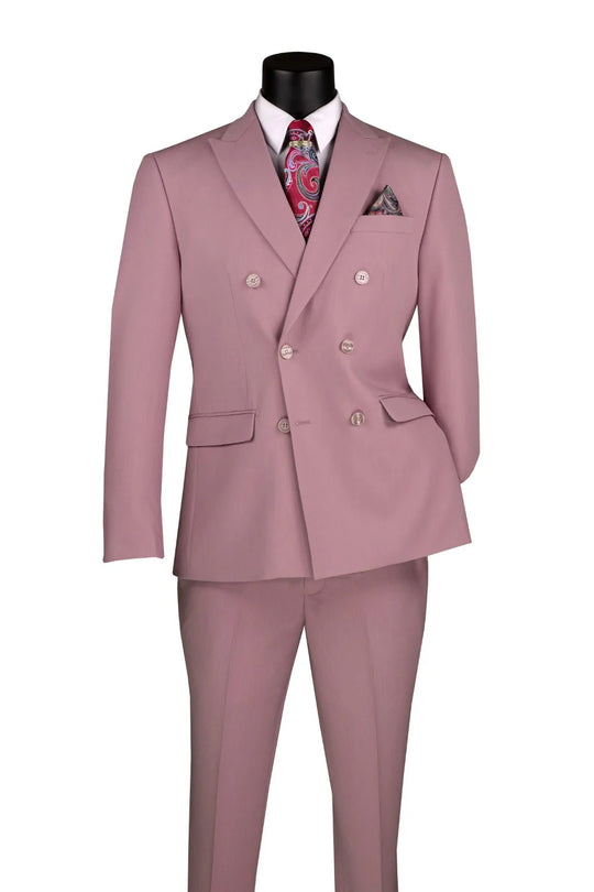 Dusty Rose Double Breasted Slim Fit Suit