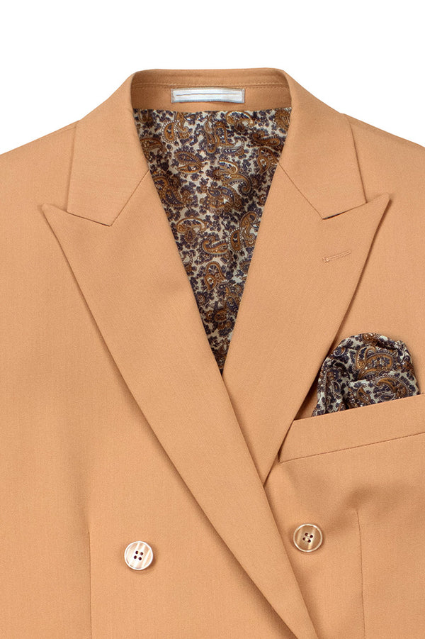 Peach Double Breasted Slim Fit Suit