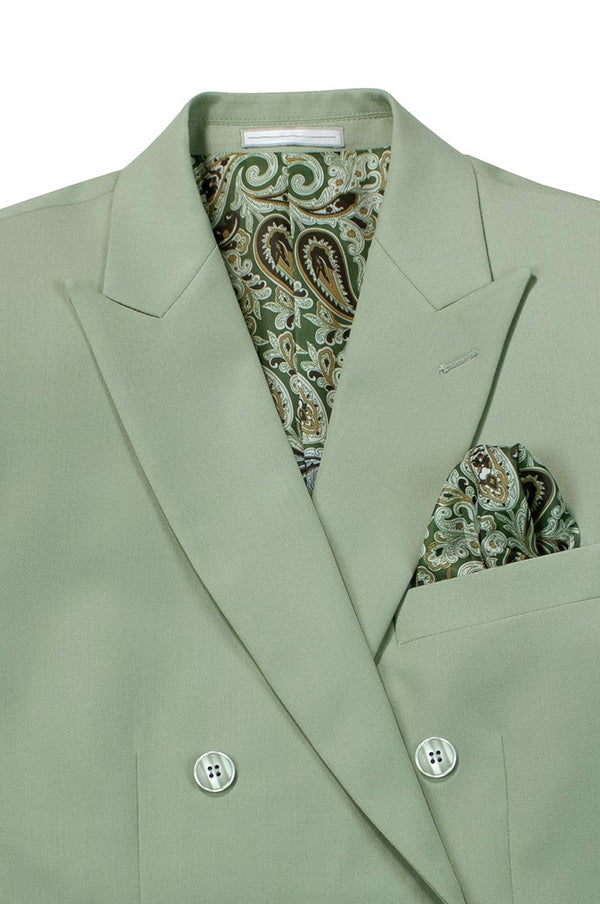 Sage Green Double Breasted Slim Fit Suit