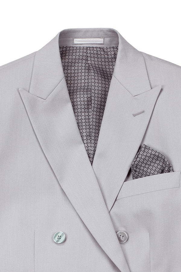Light Grey Double Breasted Slim Fit Suit