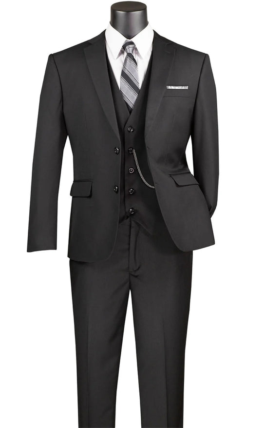 Black Pinstripe 3 Piece Slim Fit Suit