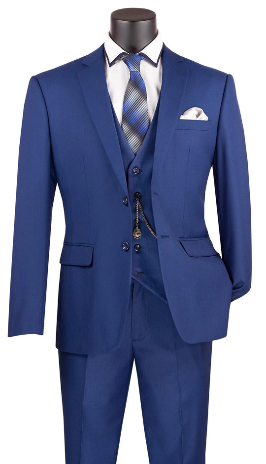 Royal Blue 3 Piece Slim Fit Suit