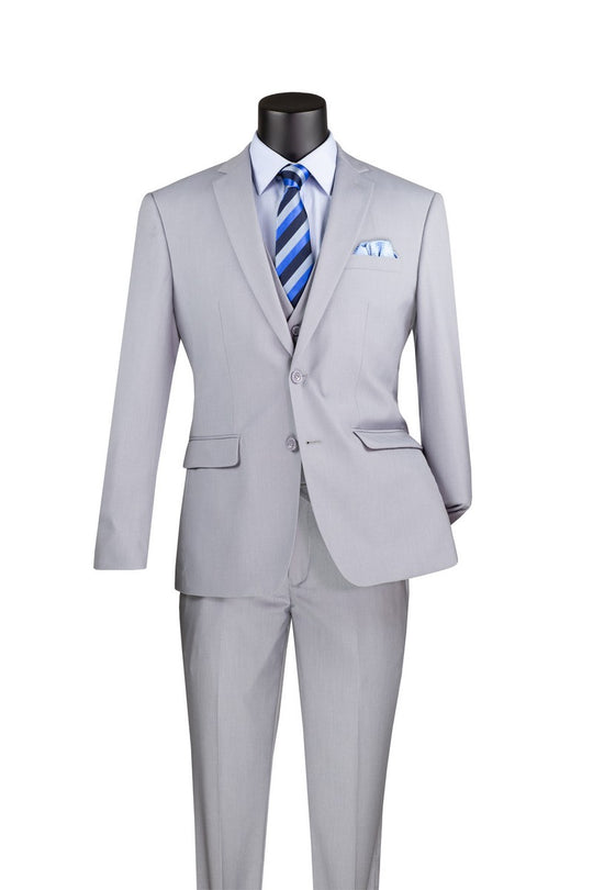 Light Grey 3 Piece Slim Fit Suit