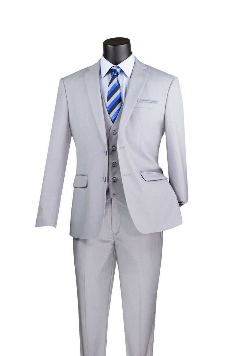 Light Grey 3 Piece Slim Fit Suit