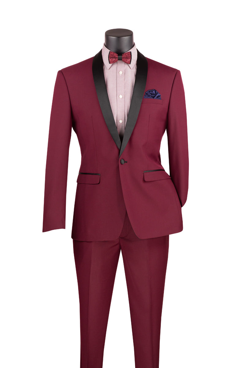 Burgundy Slim Fit Shawl Tuxedo