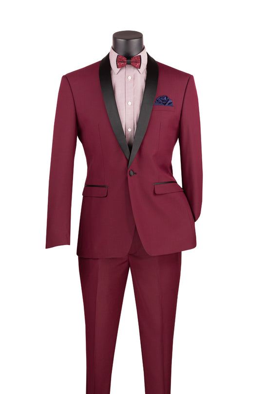 Burgundy Slim Fit Shawl Tuxedo