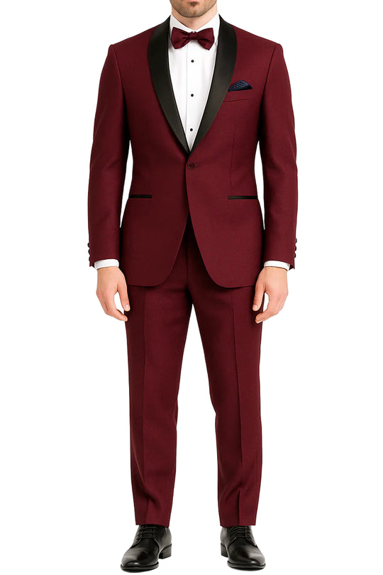 Burgundy Slim Fit Shawl Tuxedo