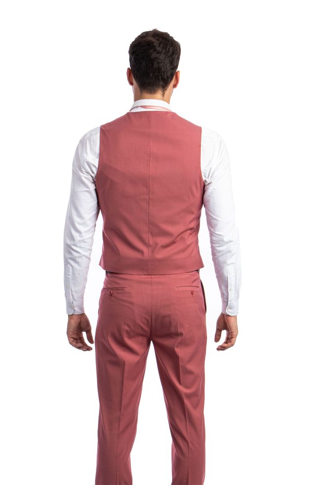 Coral 3 Piece Slim Fit Suit Low Cut Vest