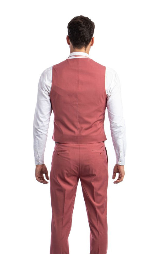 Coral 3 Piece Slim Fit Suit Low Cut Vest