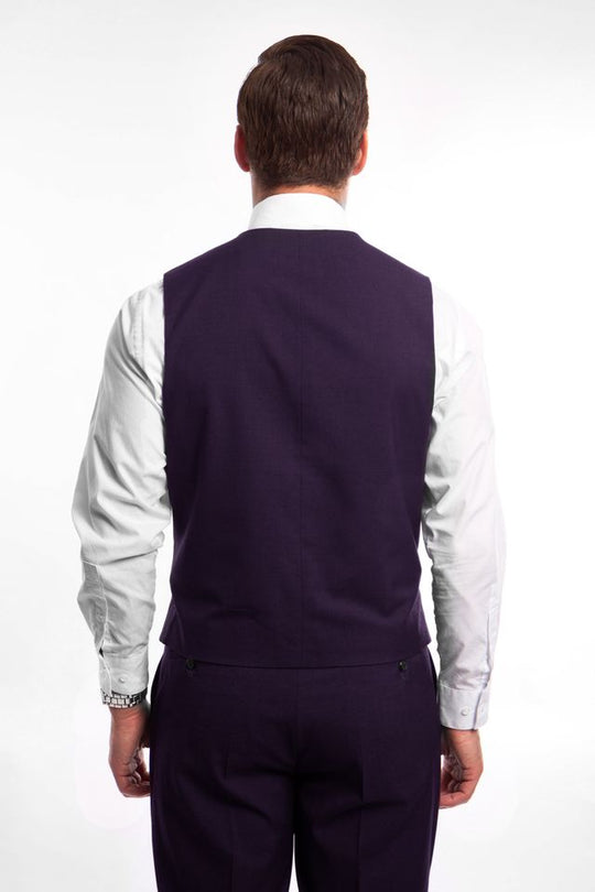 Deep Purple 3 Piece Slim Fit Suit Low Cut Vest