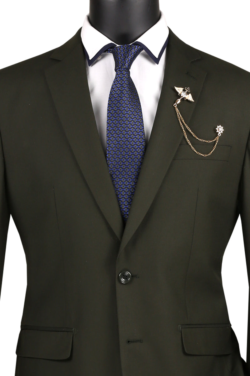 Olive Green 2 Piece Slim Fit Suit