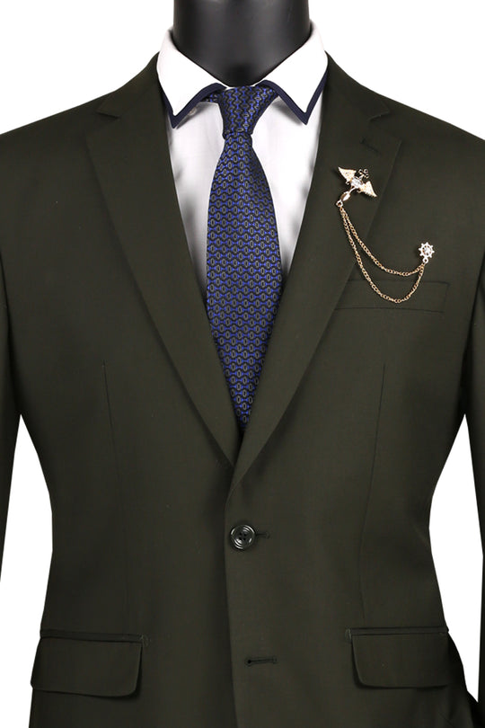 Olive Green 2 Piece Slim Fit Suit
